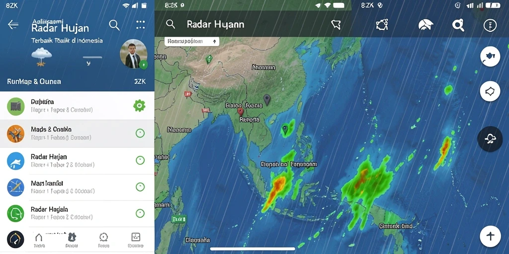 Antarmuka modern dan fungsional dari aplikasi Radar Hujan 8ZK.