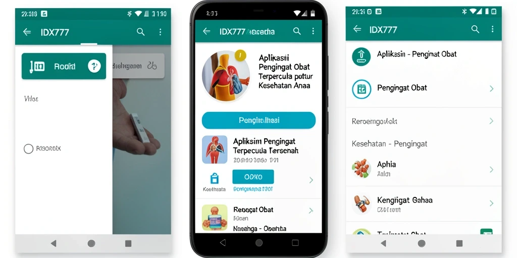 Tampilan antarmuka aplikasi IDX777 yang intuitif untuk pengingat obat.