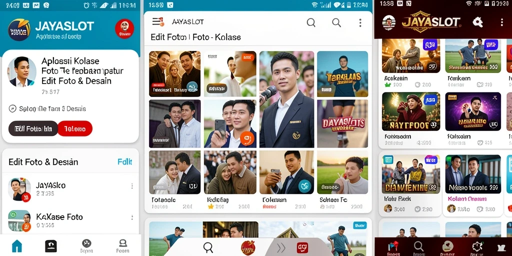 Antarmuka JAYASLOT yang ramah pengguna dan fitur Kolase Foto.
