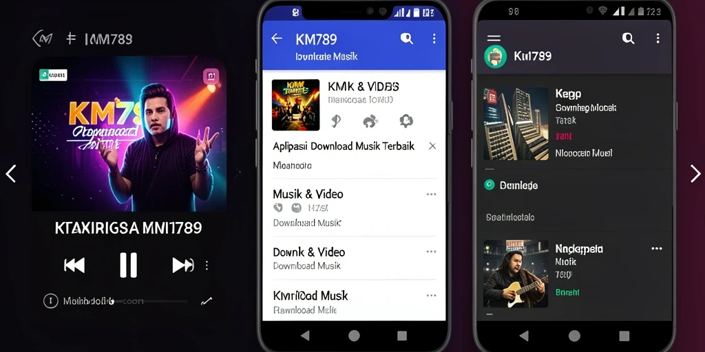 Tampilan antarmuka KM789 untuk download musik yang intuitif dan mudah digunakan.