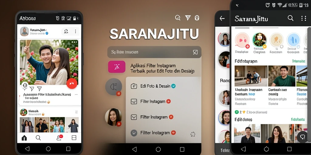 Antarmuka ringkas SARANAJITU dengan efek filter Instagram yang menarik.