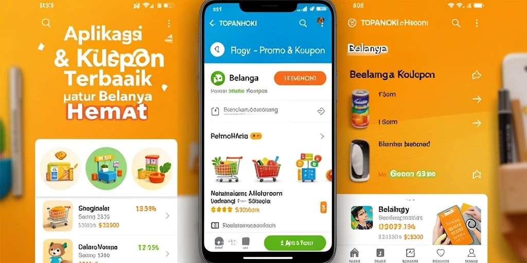 Tampilan antarmuka aplikasi TOPANHOKI menampilkan berbagai kupon dan promo menarik.